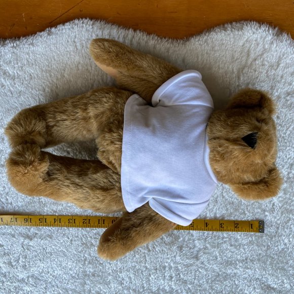 Vtg Vermont Teddy Bear Mohair Love Patch On Left Arm Fully Jointed Golden Brown - Picture 11 of 16